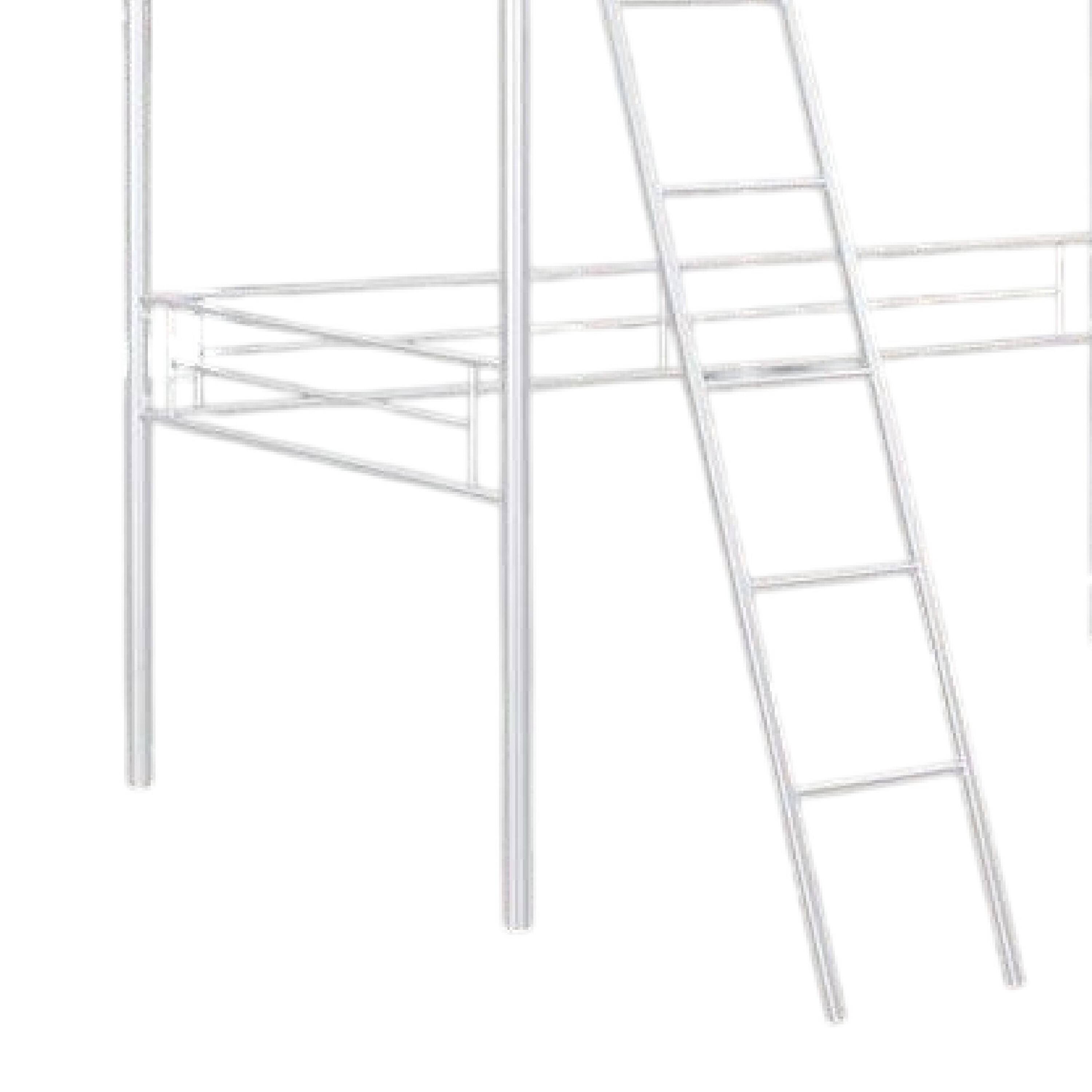 Alt View 3. Manhattan Lane - Mylz Twin Loft Bed, 61 Inch, White Metal Frame, Attached Angled Ladder - White.