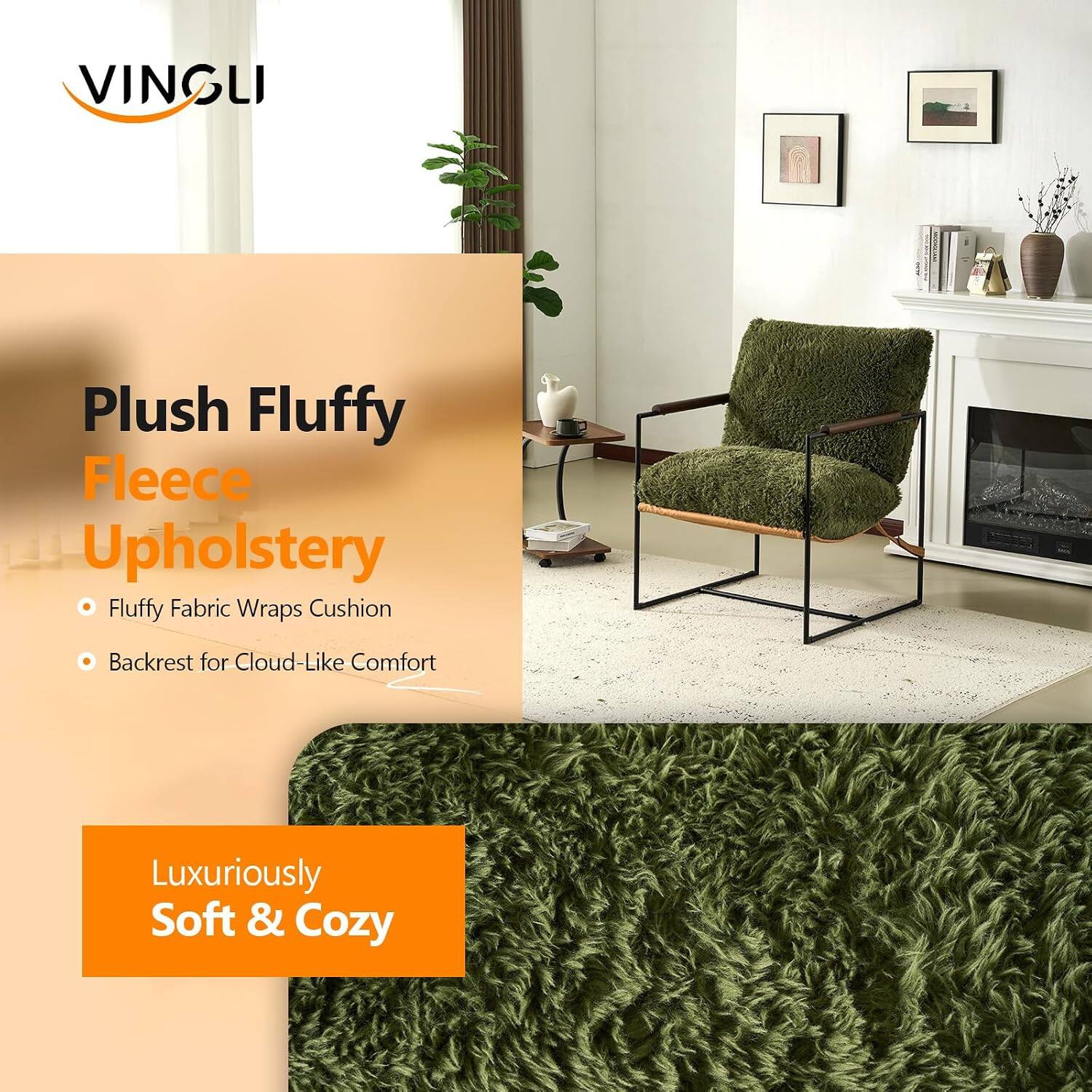 VINGLI

Plush Fluffy Fleece Upholstery

- Fluffy Fabric Wraps Cushion
- Backrest for Cloud-Like Comfort

Luxuriously Soft & Cozy