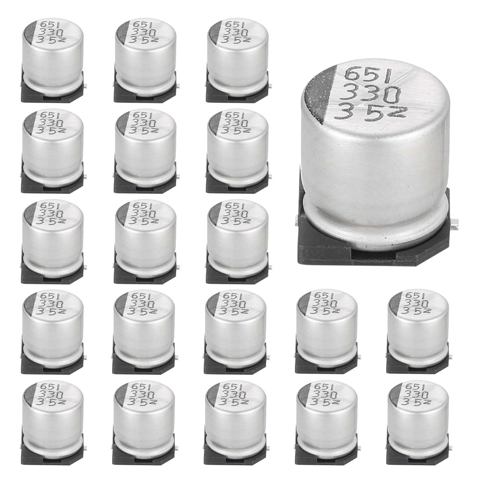 Unique Bargains - 330uF 35V SMD Aluminum Electrolytic Capacitor, Low Impedance, 10x10.5mm, 20pcs, for TV/Computer/DIY - Silver price history on PriceWatchPro