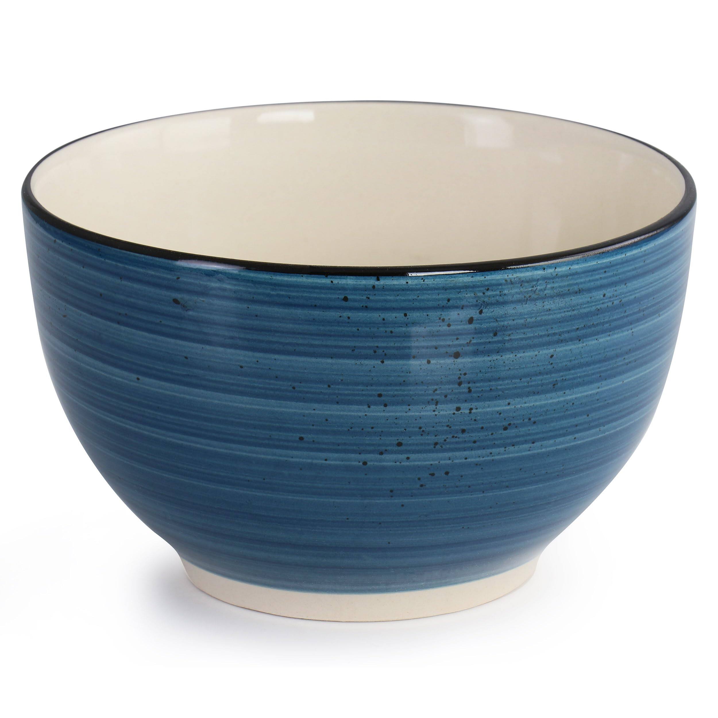 Alt View 1. Dazzed Corner - 24 Piece Round Stoneware Dinnerware Set - Dark Blue.