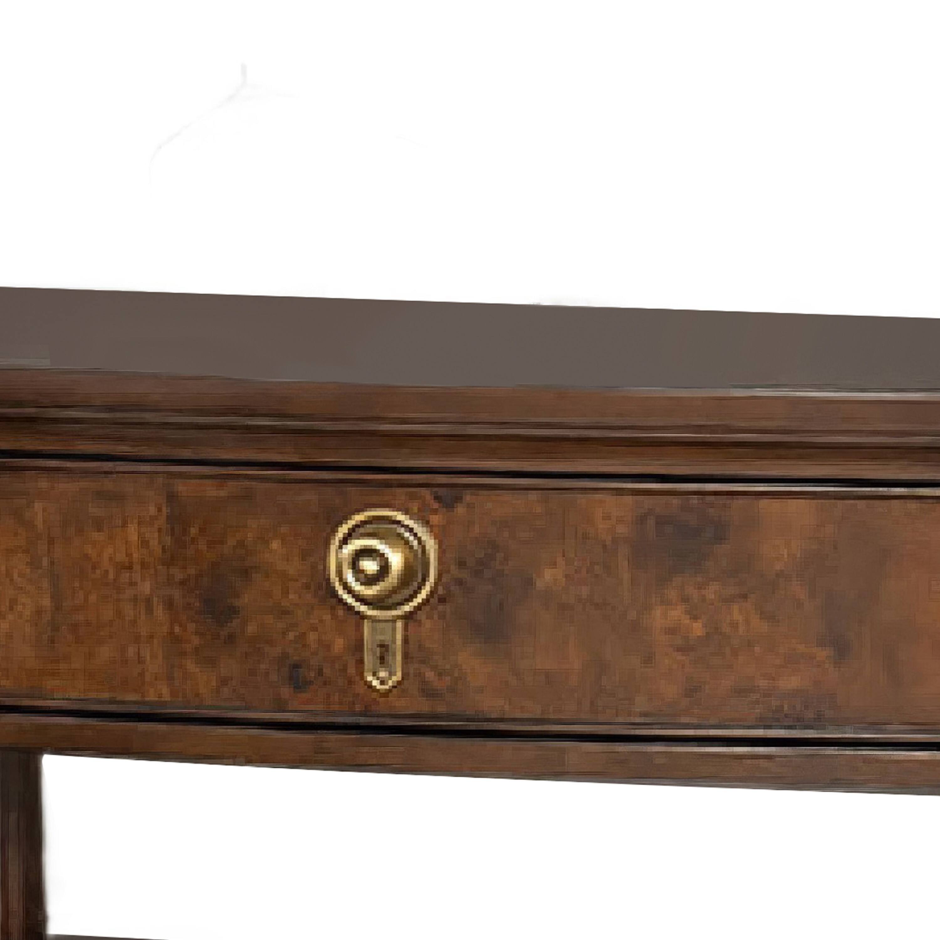 Alt View 1. Manhattan Lane - Raam Nightstand, 2 Drawers, 1 Shelf, Capped Legs - Dark Cherry Brow, Gold.
