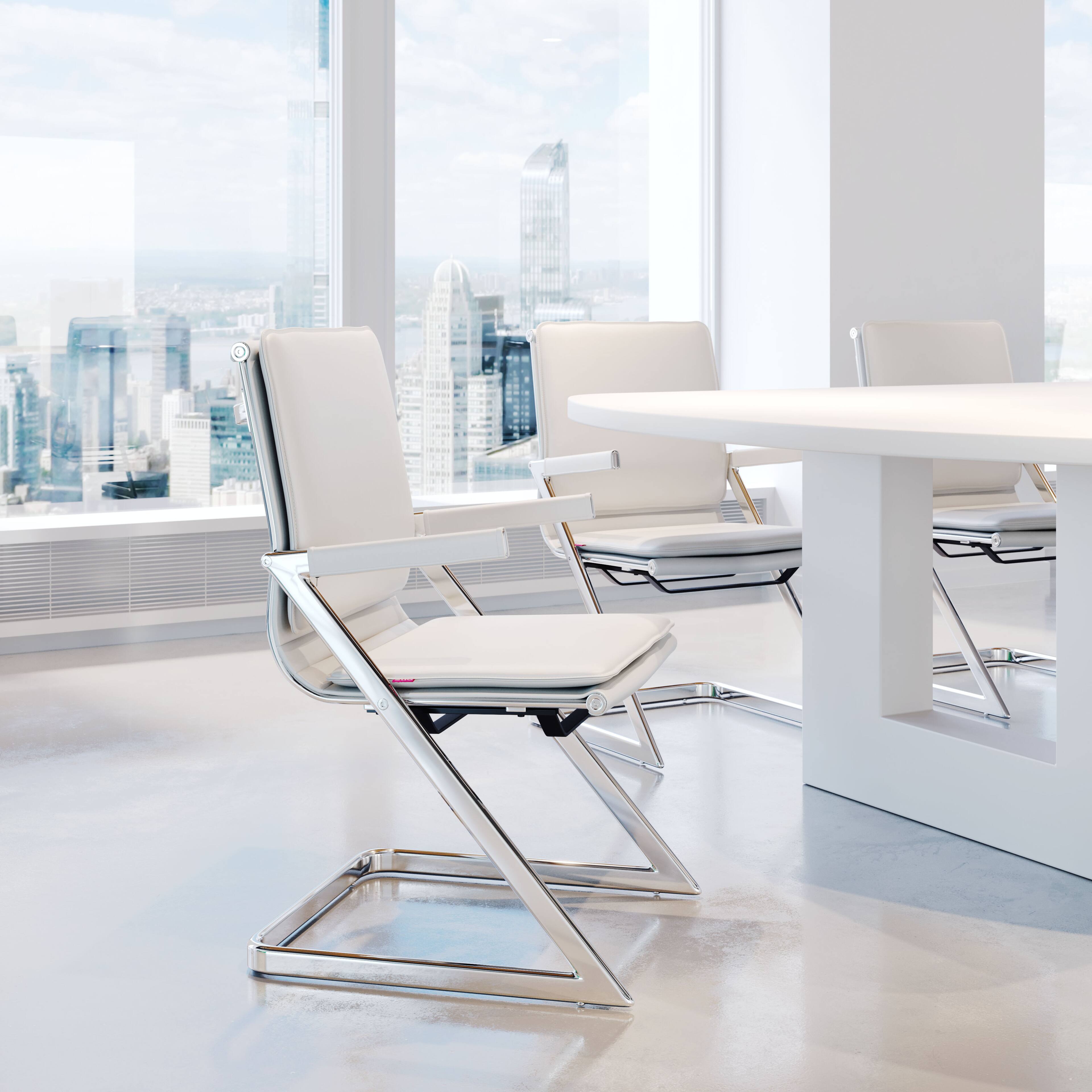 Angle. Hivvago - Lider Plus Conference Chair (Set of 2) White - White.