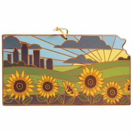 Front. Totally Bamboo - Kansas Cutting Board with Artwork by Summer Stokes.