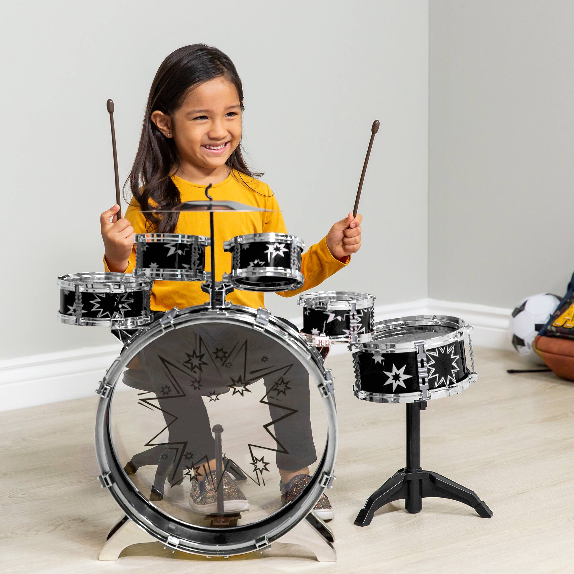 Alt View 1. Best Choice Products - Best Choice Products 11-Piece Kids Starter Drum Set w/ Bass Drum, Tom Drums, Snare, Cymbal, Stool, Drumsticks - Black - Black.
