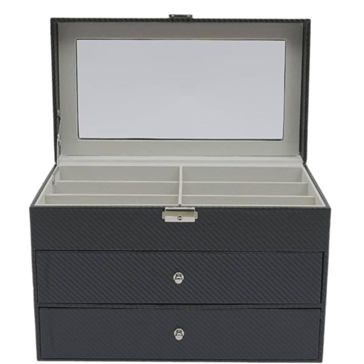 Front. Stock Preferred - 18-Slot Eyeglass Sunglasses Storage Box - Black.