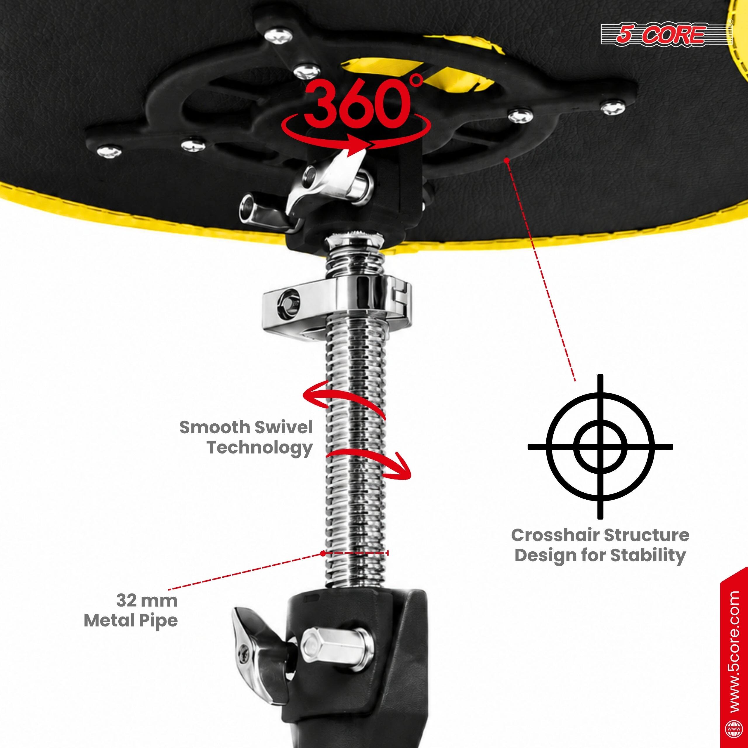 360° 5 CORE Smooth Swivel Technology 32 mm Metal Pipe Crosshair Structure Design for Stability www.5core.com