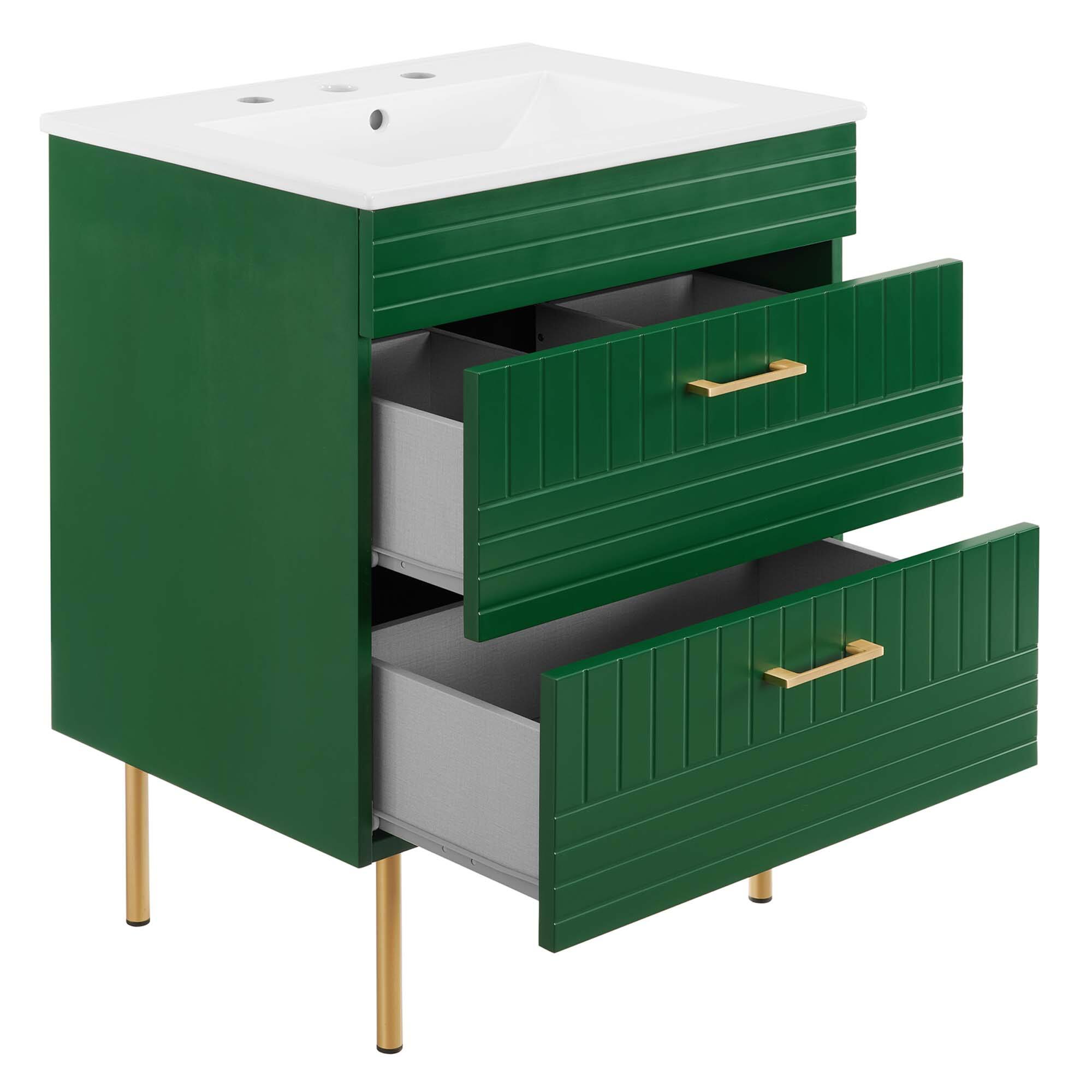 Alt View 1. Modway - Daybreak Bathroom Vanity Basin Included by Modway - Green White.
