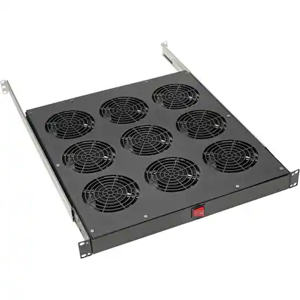 Front. Tripp Lite - Tripp Lite by Eaton Fan Tray for 19 in. Racks - 1U 9 120V High-Performance Fans 864 CFM C14 Inlet - 9 Fan - 1U - 19" - Black.
