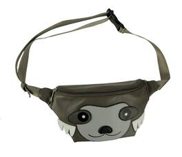 Sleepyville Critters - Grey Vinyl Sloth Face Adjustable Fanny Pack - Gray