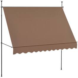 Outsunny - x 4' Manual Retractable Awning, Non-Screw Patio Awning, UV Resistant - Coffee