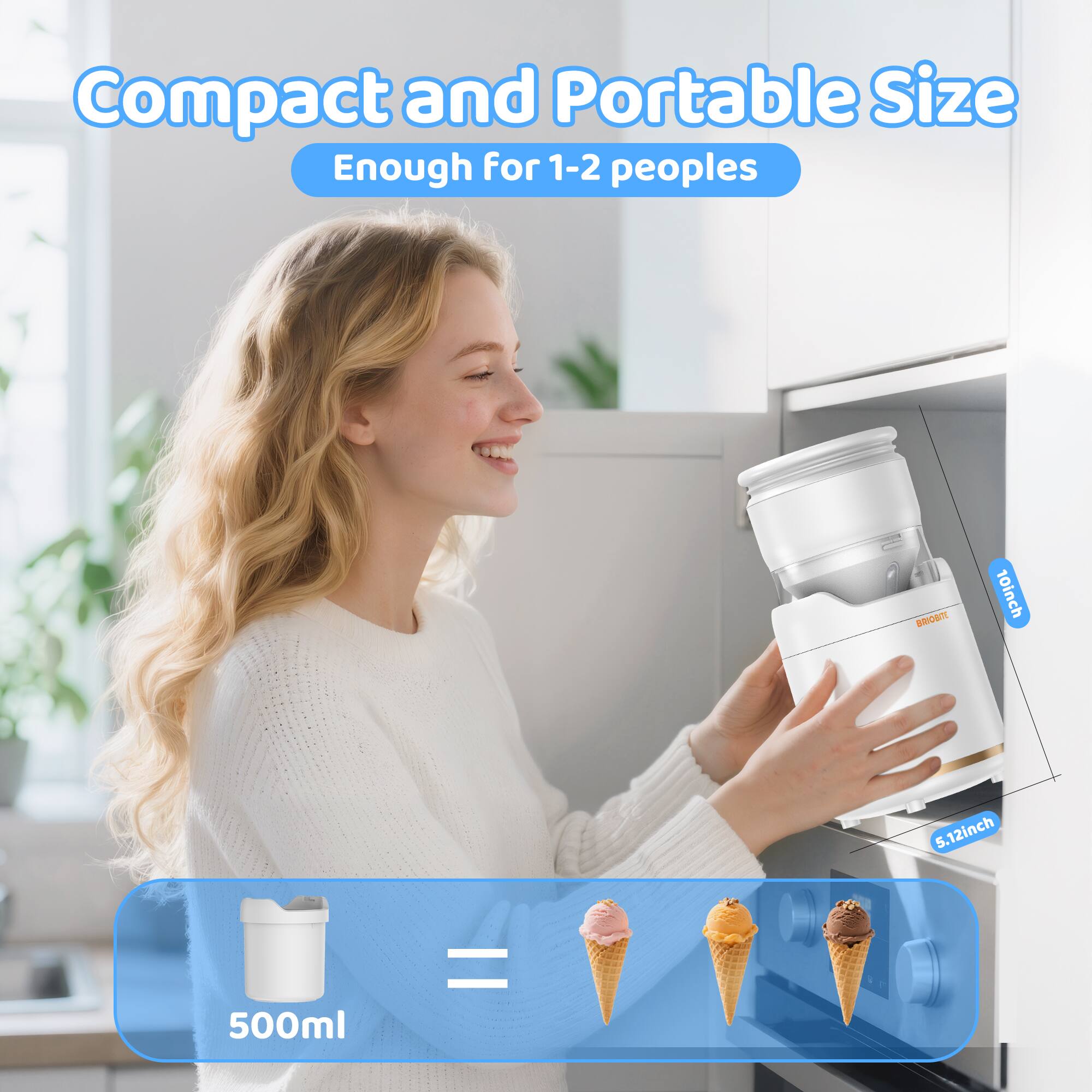 Compact and Portable Size  
Enough for 1-2 people  

10inch  
5.12inch  
500ml