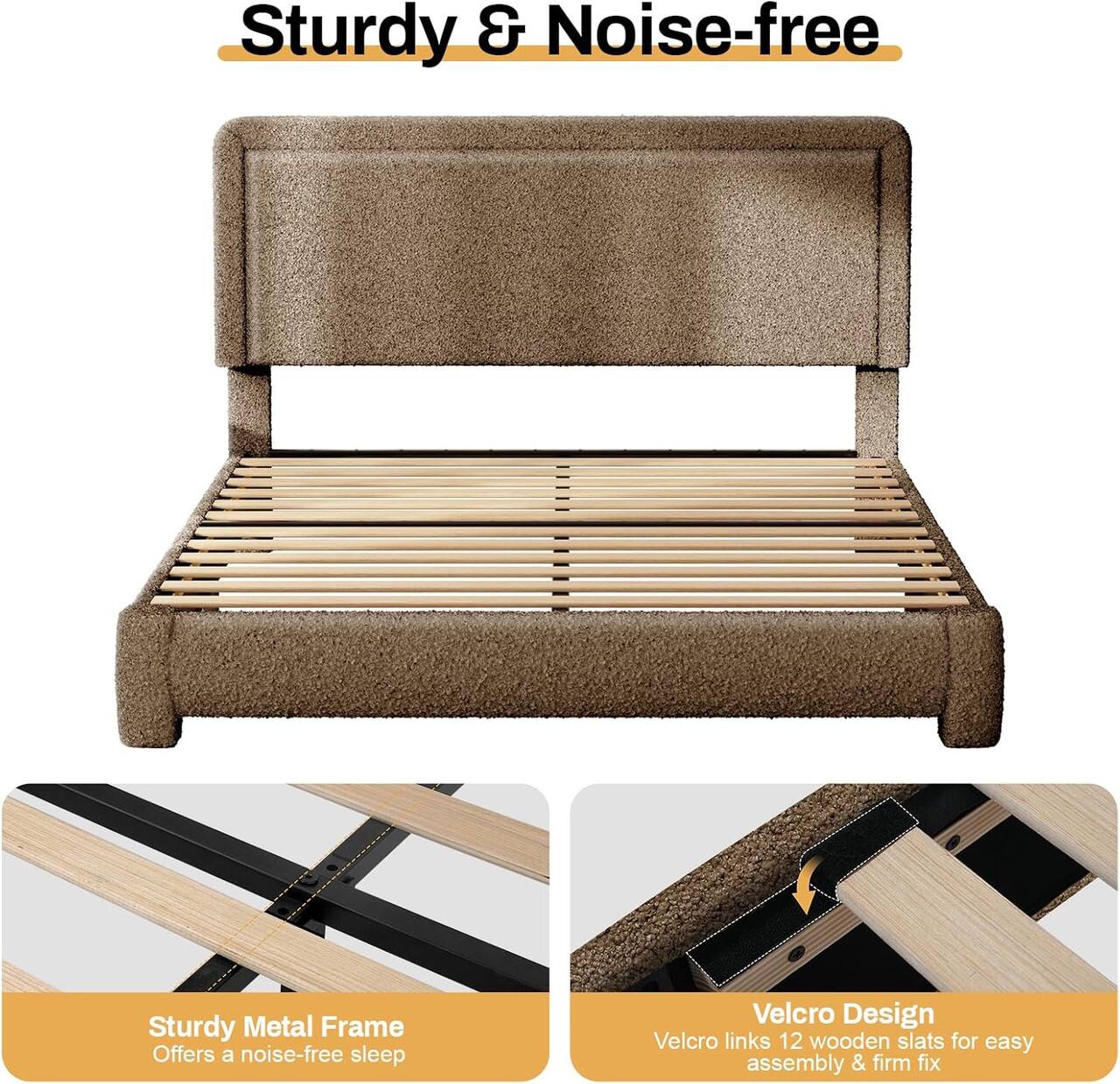 Sturdy & Noise-free

Sturdy Metal Frame
Offers a noise-free sleep

Velcro Design
Velcro links 12 wooden slats for easy assembly & firm fix