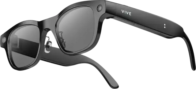 Front. HTC - VIVE Eagle™ AI Glasses – Square (Wayfarer), Sunglass Lens - Black.
