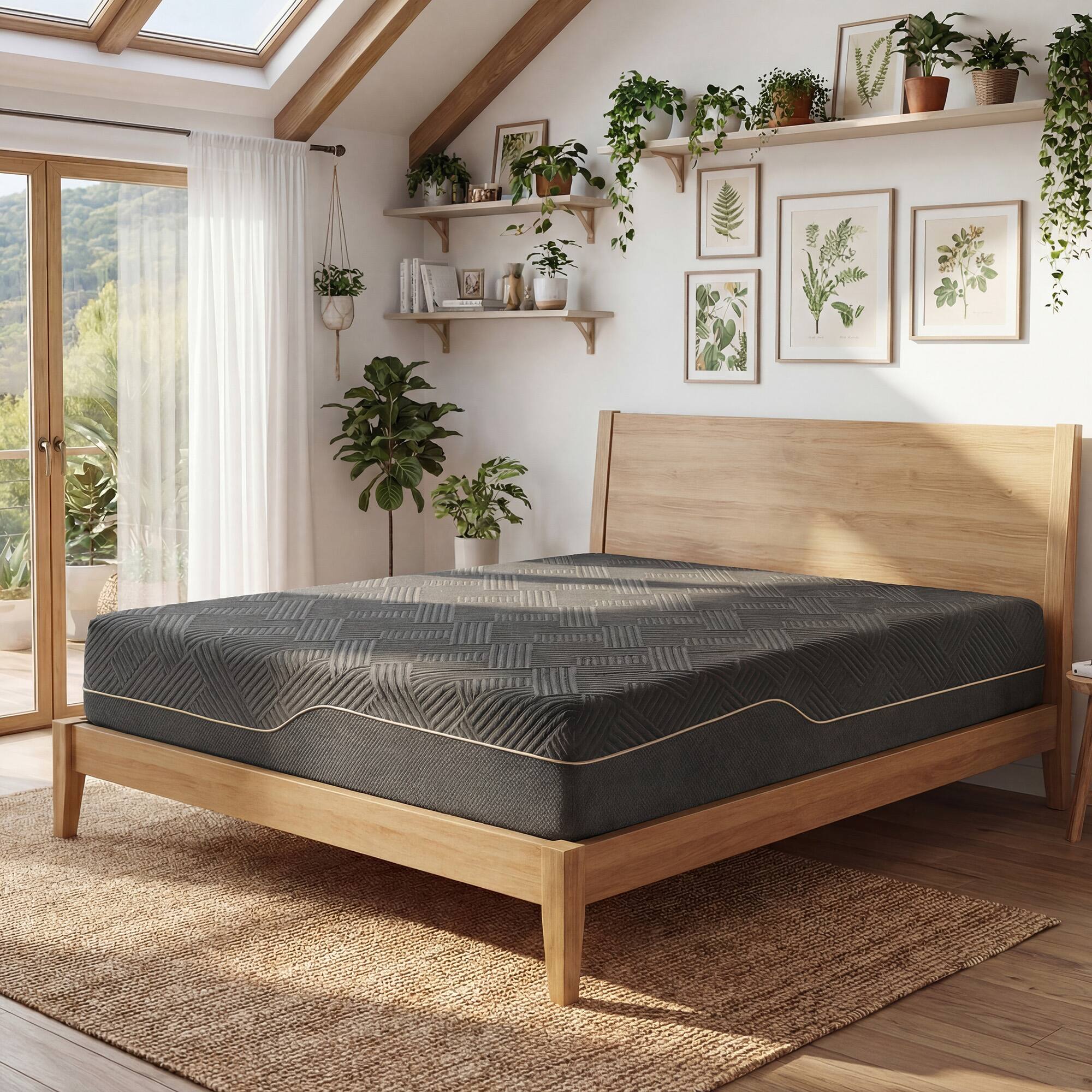 Alt View 3. Dyonery - Dyonery Extra Firm Memory Foam Mattress-Queen Size 12 Inch Cooling Green Tea Gel Foam, Removable Fiberglass-Free Cover - GRAY.