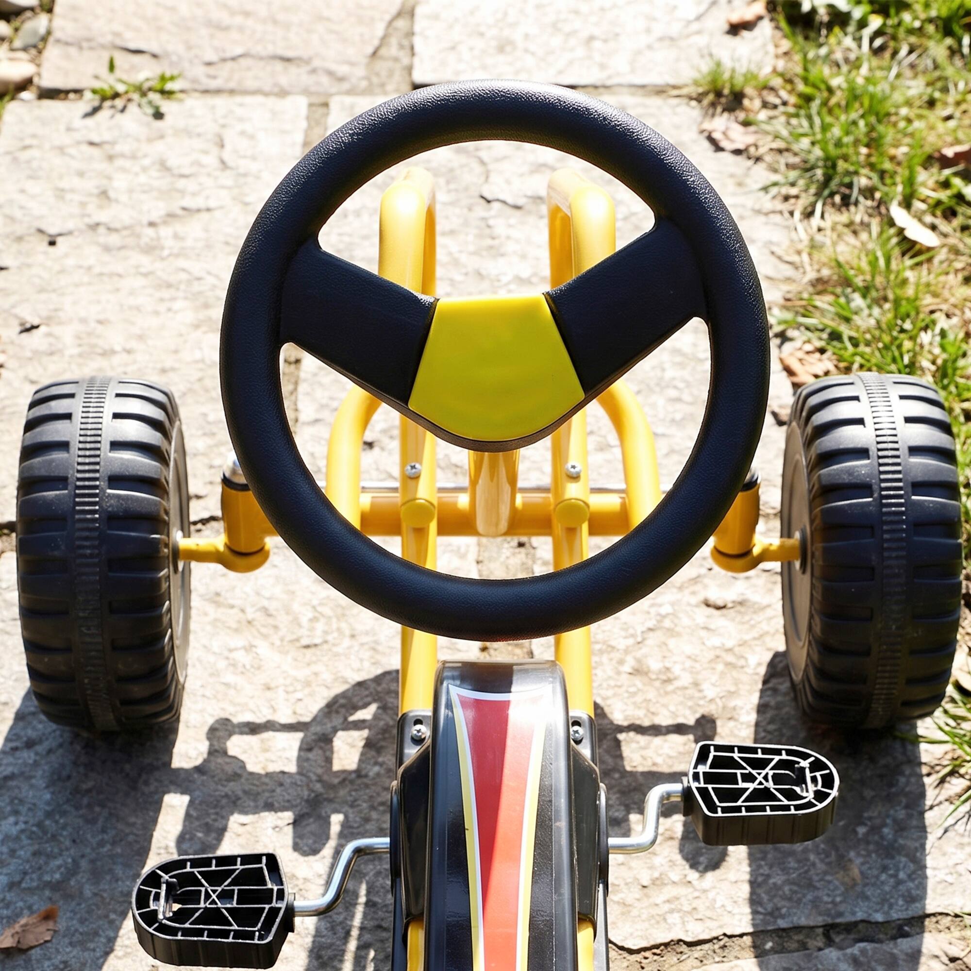 Alt View 8. Qaba - Kart for Kids, 4 Wheel Pedal Go Cart with Adjustable Seat - Yellow.
