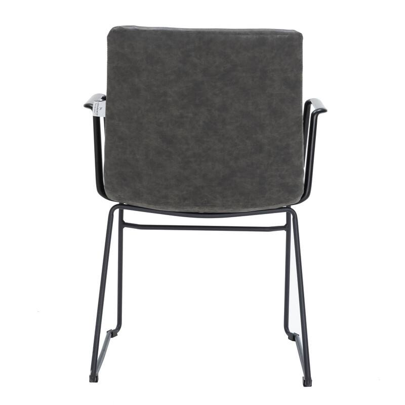 Alt View 4. LeisureMod - Zylar Office ArmChair with PU Leather, Foam Cushion, Stainless Steel Base & Ergonomic Support - Charcoal.