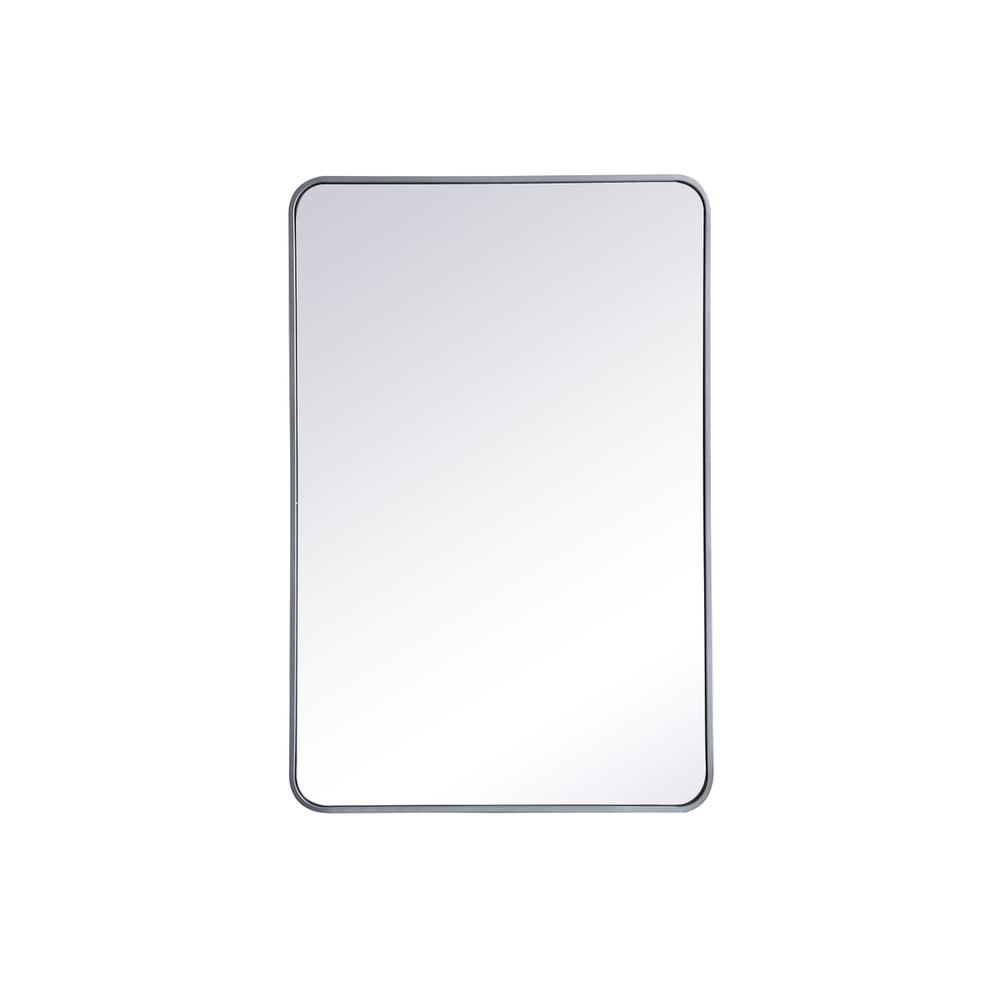 Back. Elegant Decor - Soft corner metal rectangular mirror 28x42 inch in Silver - Silver.