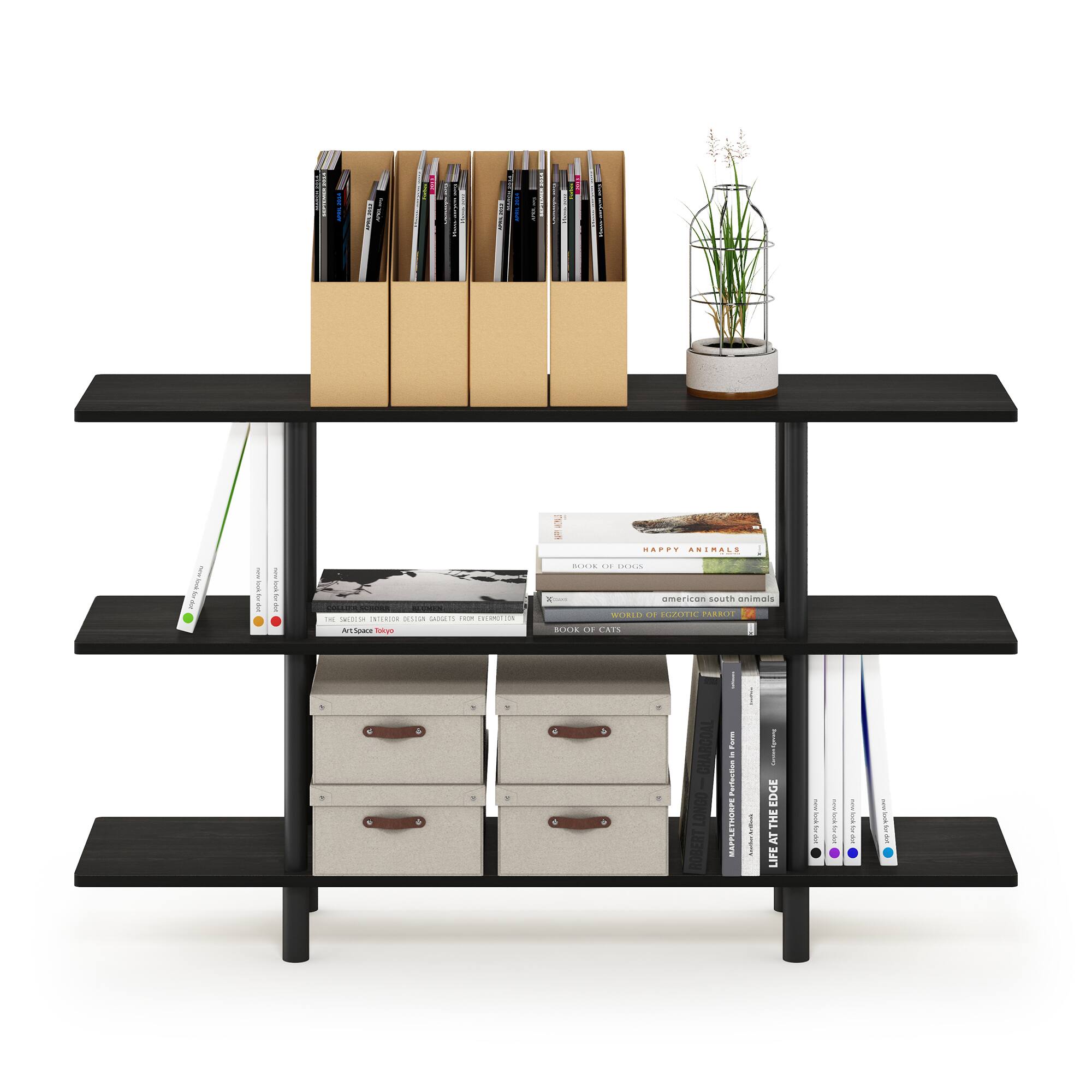 Sure, here is the corrected and grouped text from the image:

---

**Top Shelf:**
- (No visible text)

**Middle Shelf:**
- THE SECRETS INSIDE DESIGN SAVES FROM EVERYTHING
- ArtSpace
- HAPPY ANIMALS
- BOOK OF CATS
- american south animals
- Words of the American South
- LIFE AT THE DODGE

**Bottom Shelf:**
- (No visible text)

**Drawers:**
- (No visible text)

**Additional Text:**
- (No visible text)

---

This text is based on the visible titles and words on the books and items in the image.