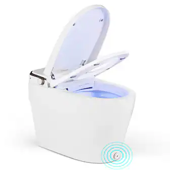 Costway - Smart Toilet Elongated Bidet Toilet with Adjustable Heated Seat & Dryer Night Light - White