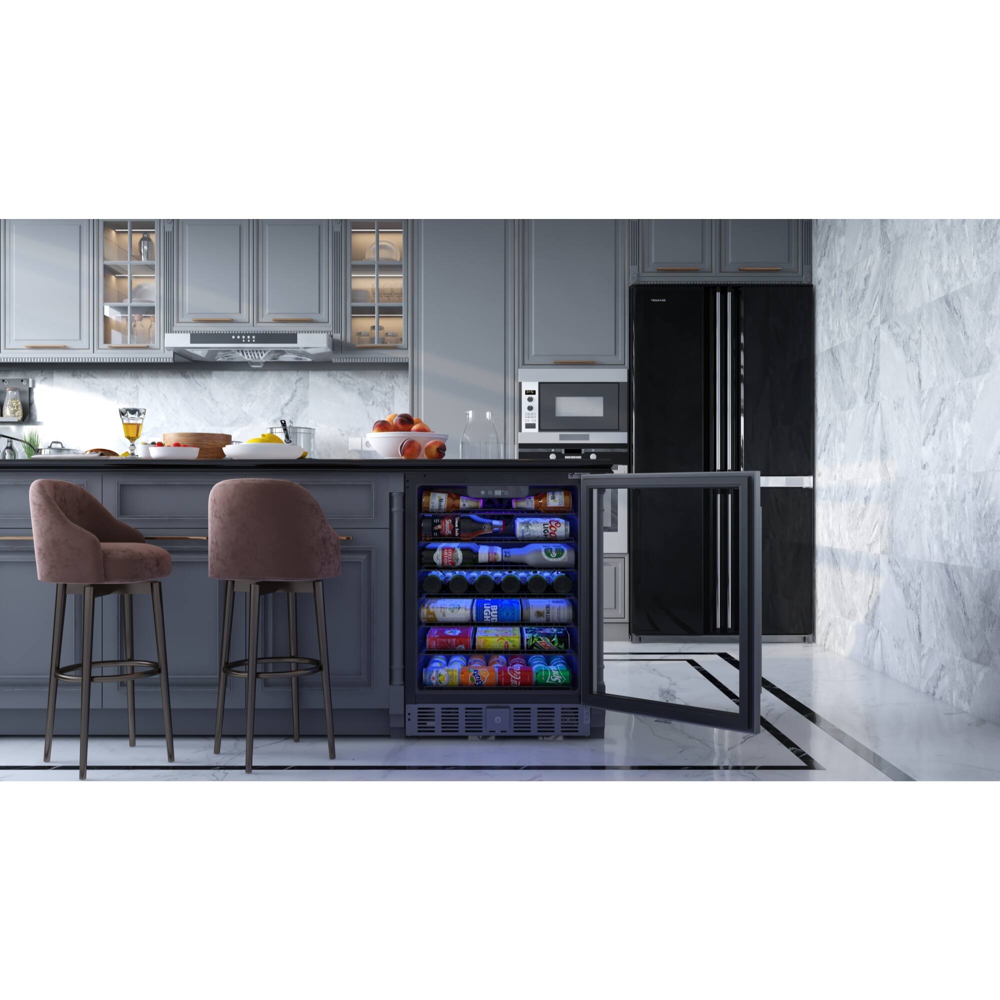 Alt View 6. Koolmore - 23.4 in. Stainless Steel, Glass-Door Built-In Refrigerator and Beverage Cooler, 5 Cu. ft. KM-BIR5C-GD. - Black and Stainless-Steel.