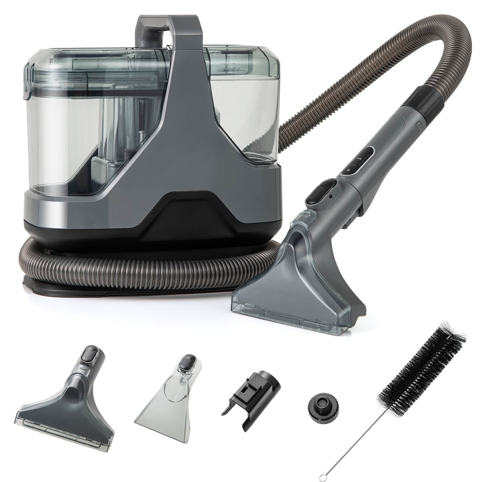 HONGGE - Portable Upholstery and Carpet Cleaner with Powerful Suction - Gray