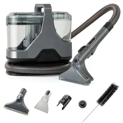 Front. HONGGE - Portable Upholstery and Carpet Cleaner with Powerful Suction - Grey.