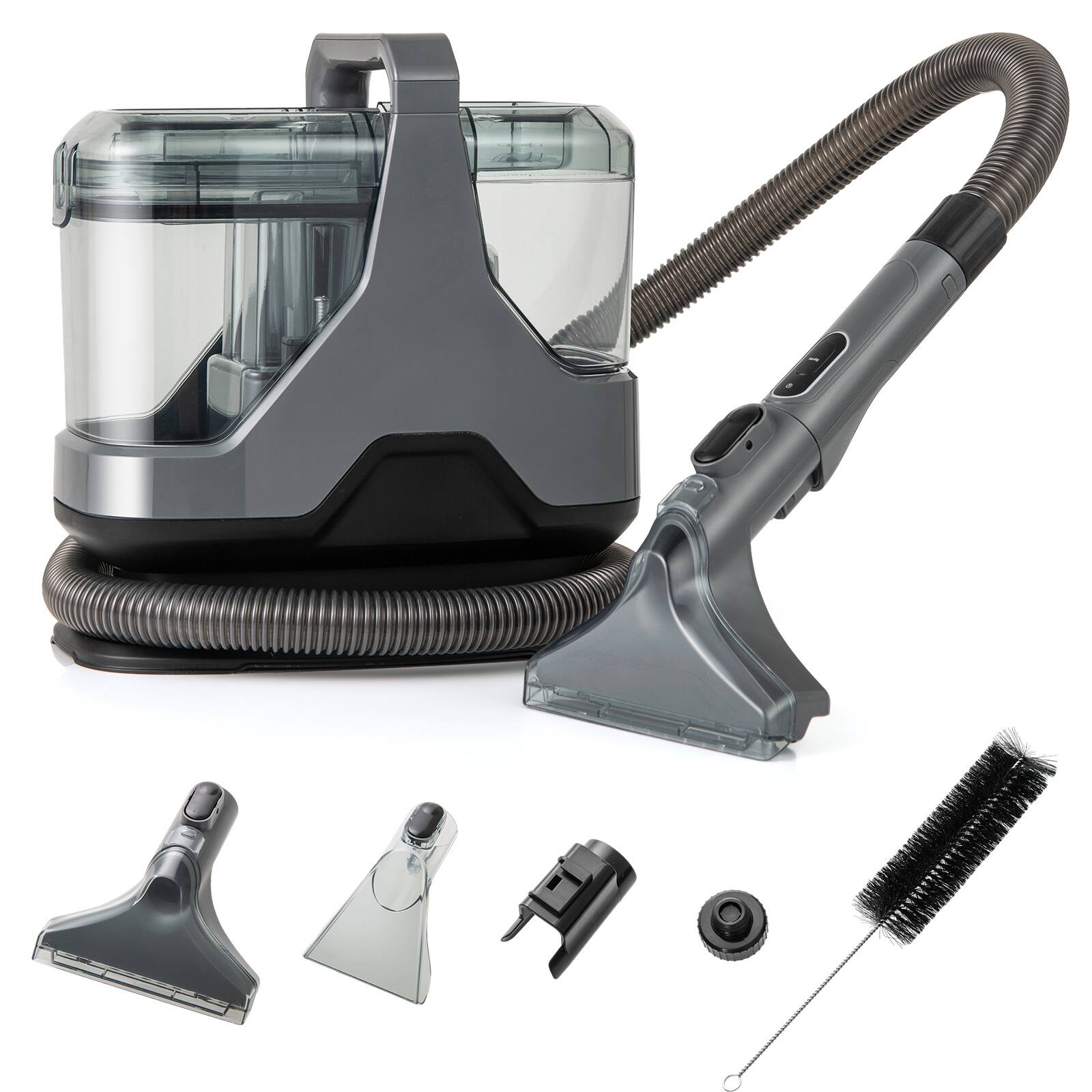 Front. HONGGE - Portable Upholstery and Carpet Cleaner with Powerful Suction - Grey.