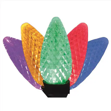 Front. Celebrations - Platinum LED C9 Multicolored 25 ct String Christmas Lights 25 ft. - Multicolored.