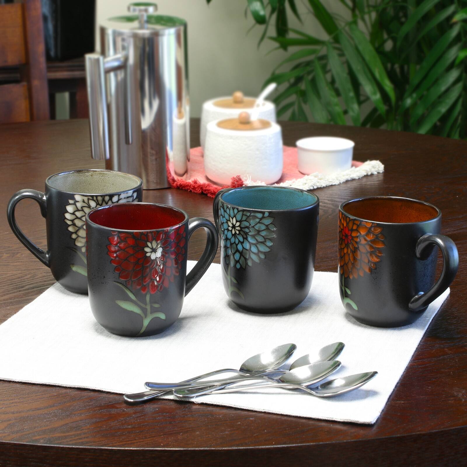 Alt View 5. Gibson - Gibson Home Gardenia Cafe 16 oz. Assorted Mug Set, Set of 4 - Assorted.