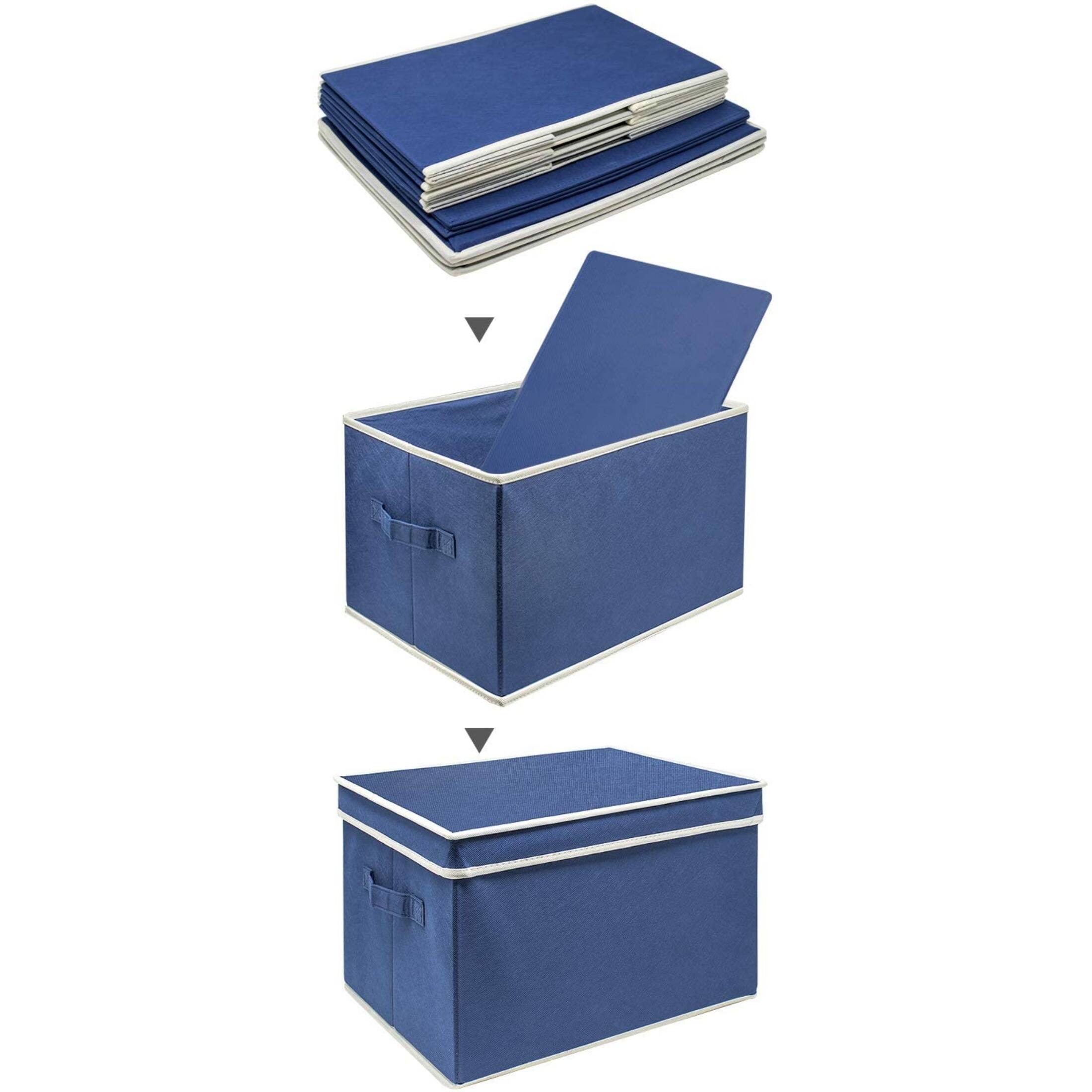 Alt View 4. Sorbus - Sorbus Fabric Storage Bin Boxes with Lids, Collapsible & Decorative Organizer Basket, Great Container Cubes - Blue.