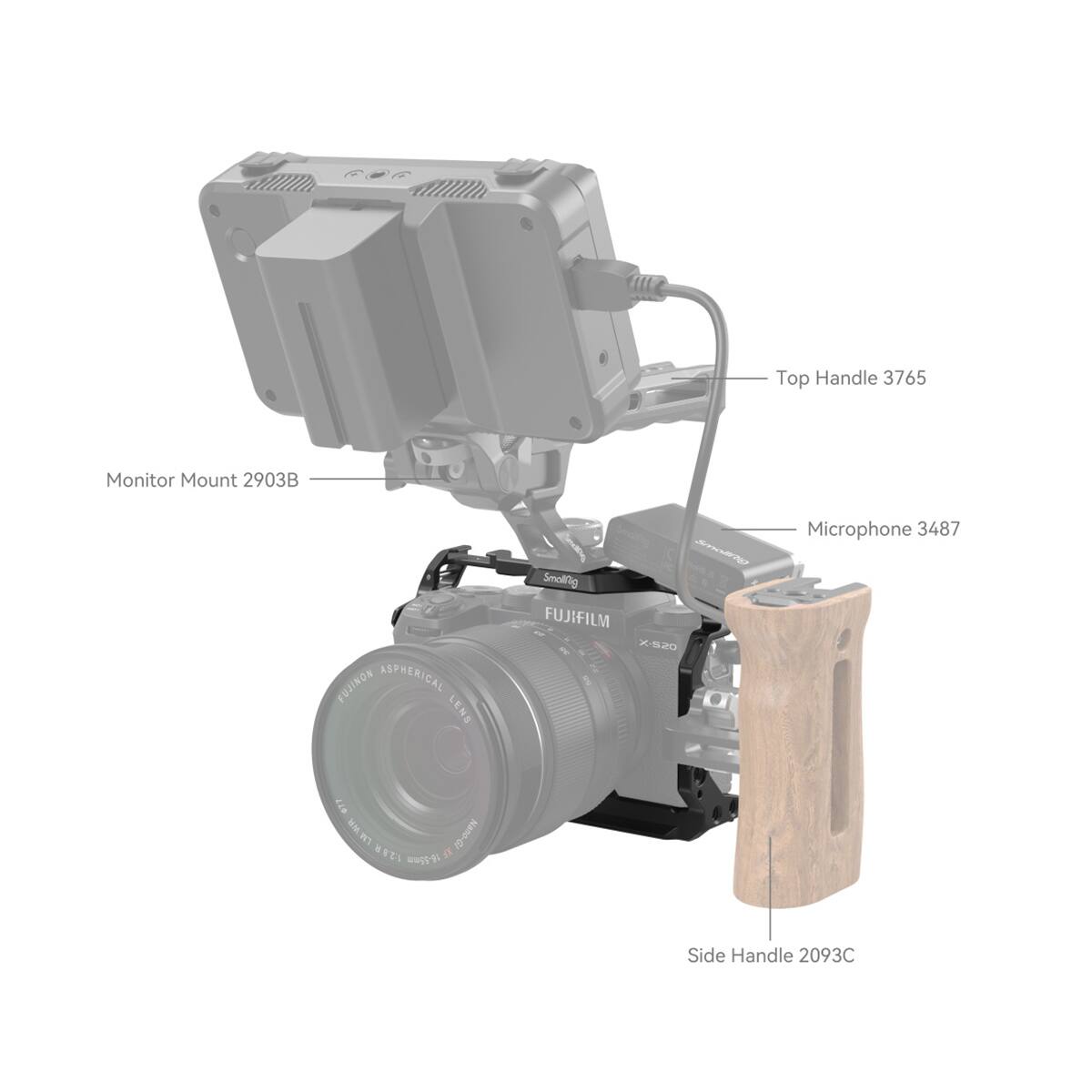 Top Handle 3765  
Monitor Mount 2903B  
FUJINON ASPHERICAL LENS  
FUJIFILM  
Microphone 3487  
Side Handle 2093C