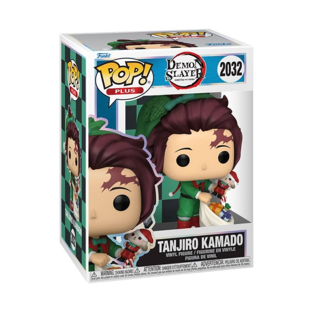 Funko POP! PLUS  
DEMON SLAYER  
2032  

TANJIRO KAMADO  
VINYL FIGURE / FIGURINE EN VINYLE / FIGURA DE VINIL  

WARNING: CHOKING HAZARD - Small parts. Not for children under 3 years.  
ADVERTENCIA: PELIGRO DE ASFIXIA - Piezas pequeñas. No es adecuado para menores de 3 años.  
ATTENTION: DANGER D'ETOUFFEMENT - Petits éléments. Ne convient pas aux enfants de moins de 3 ans.