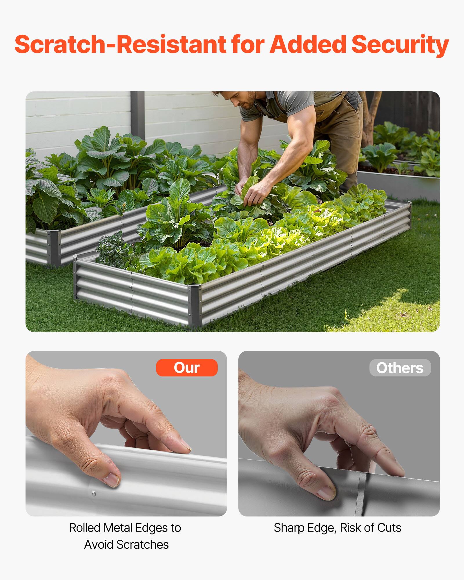 Scratch-Resistant for Added Security

Our:
Rolled Metal Edges to Avoid Scratches

Others:
Sharp Edge, Risk of Cuts