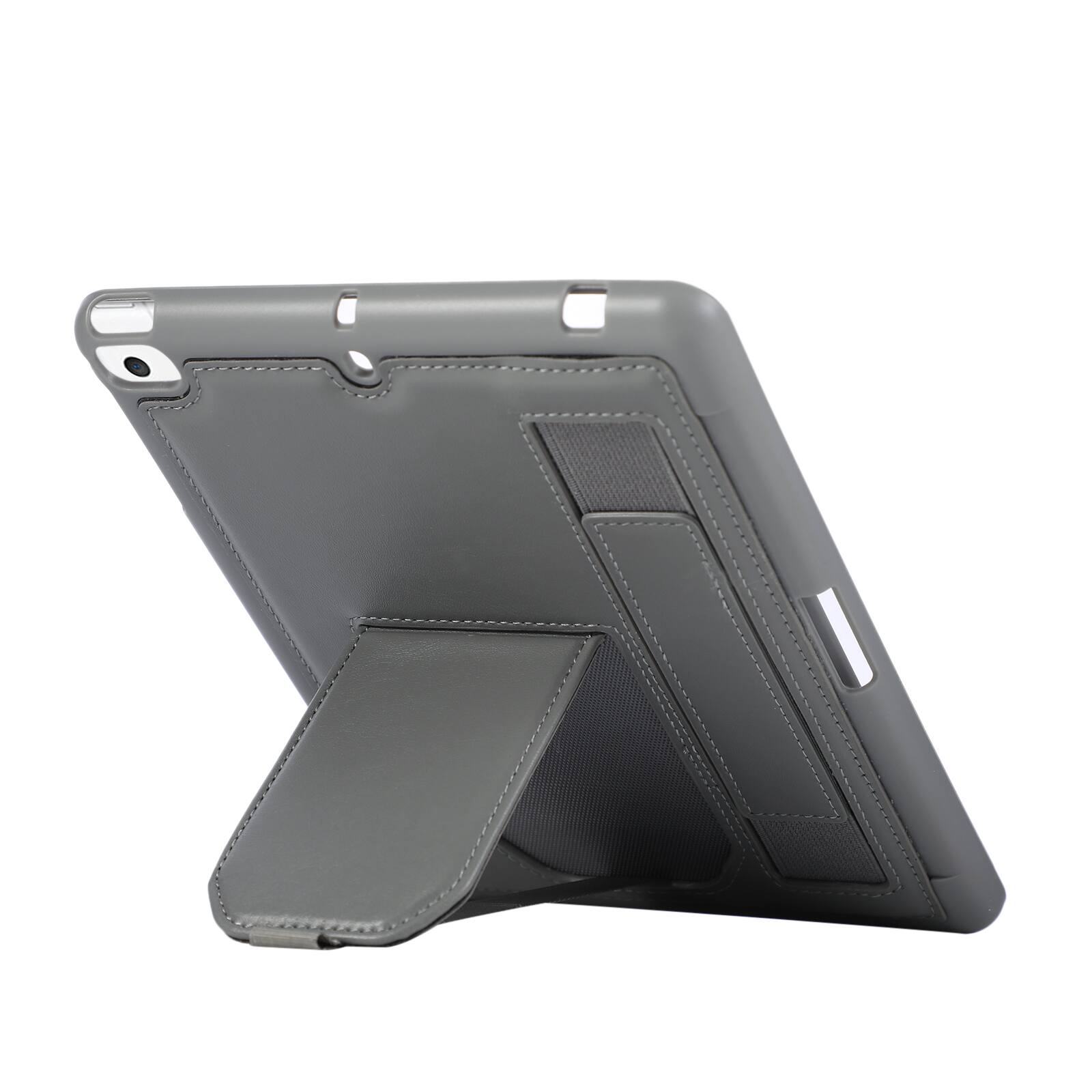 Angle. Dteck - Shockproof Case for Apple iPad mini (5th Generation) 2019 with Hand Strap and Kickstand, PU Leather TPU Protective Cover - Gary.