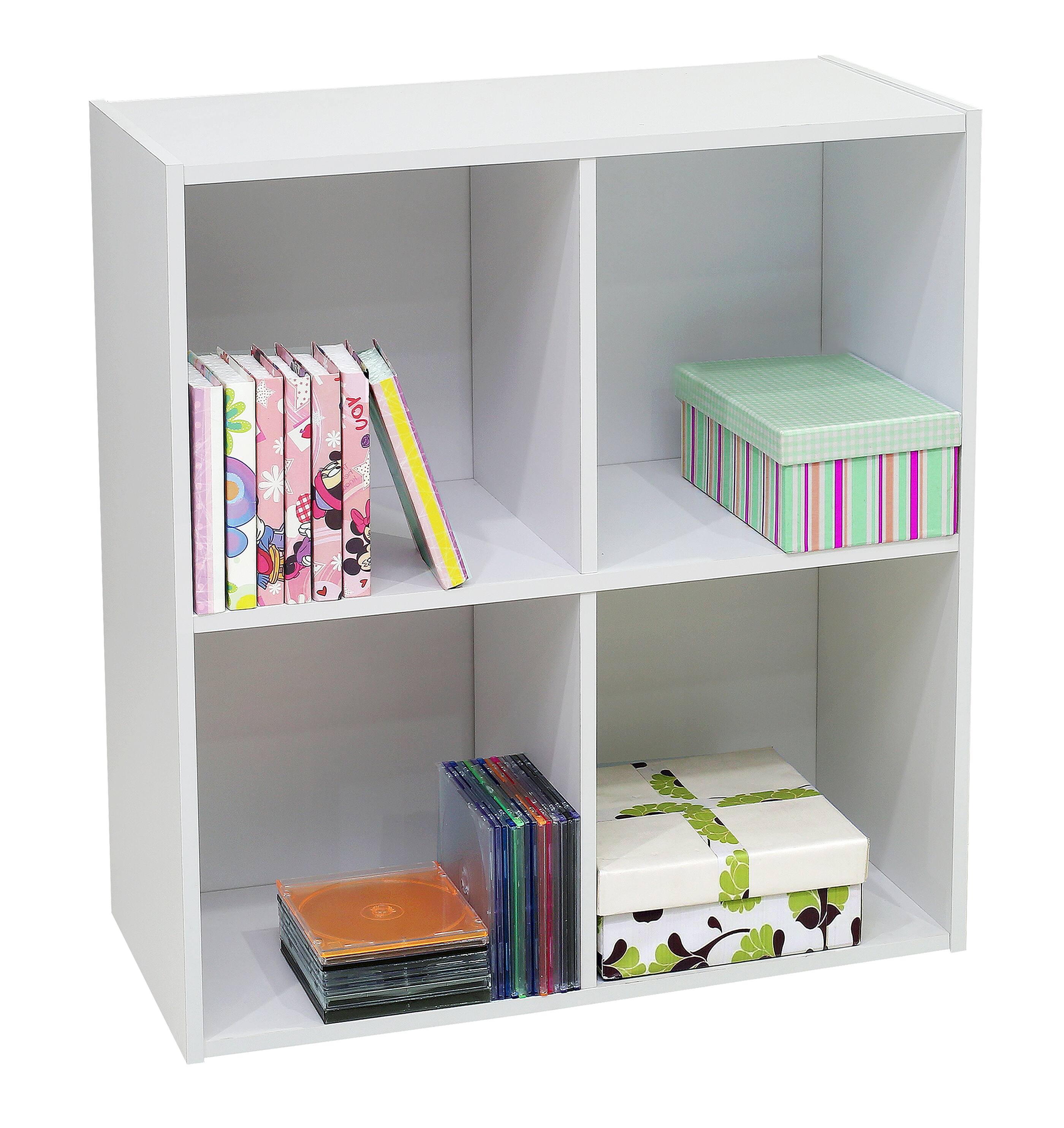 Angle. Kings Brand Furniture - Kings Brand Furniture White Wood 4 Cube Organizer Storage Bookcase - White.