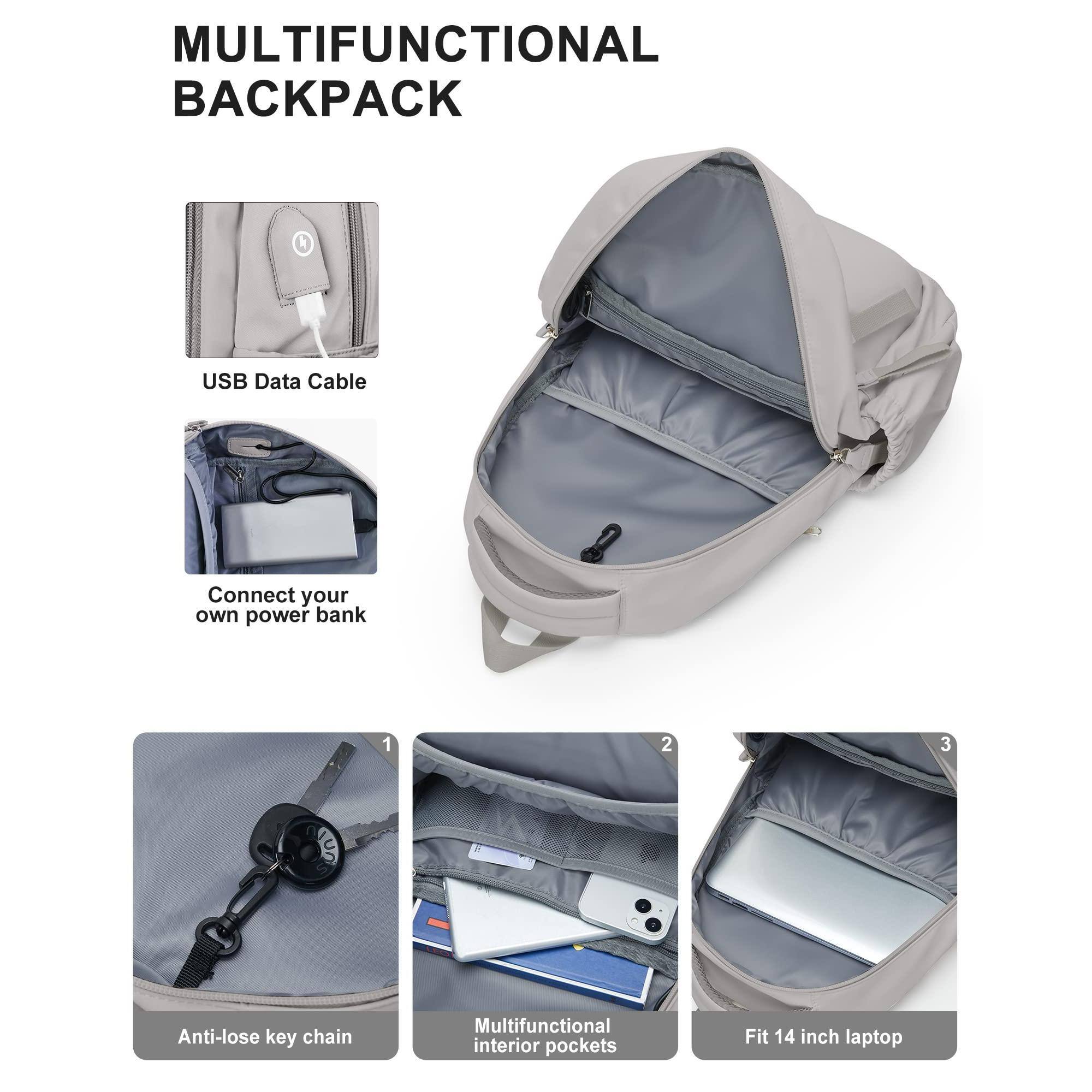 Alt View 1. Cozy Serene - Small Backpack For School Aesthetic Lightweight Travel Daypack Simple Cute Women Men College High Bookbag Fit 14 Inch - A2-grey.