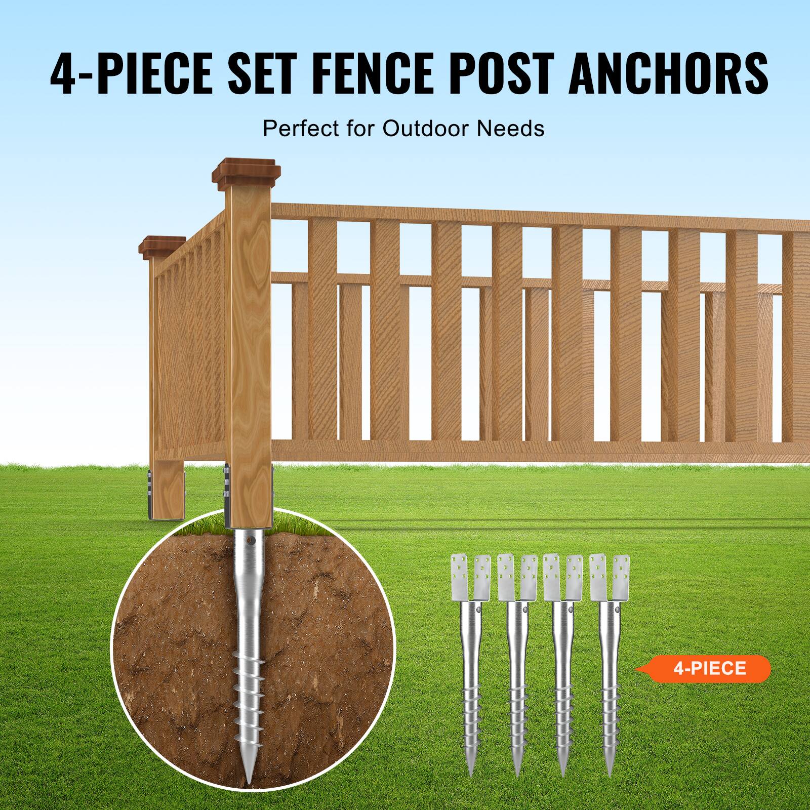 4-PIECE SET FENCE POST ANCHORS  
Perfect for Outdoor Needs