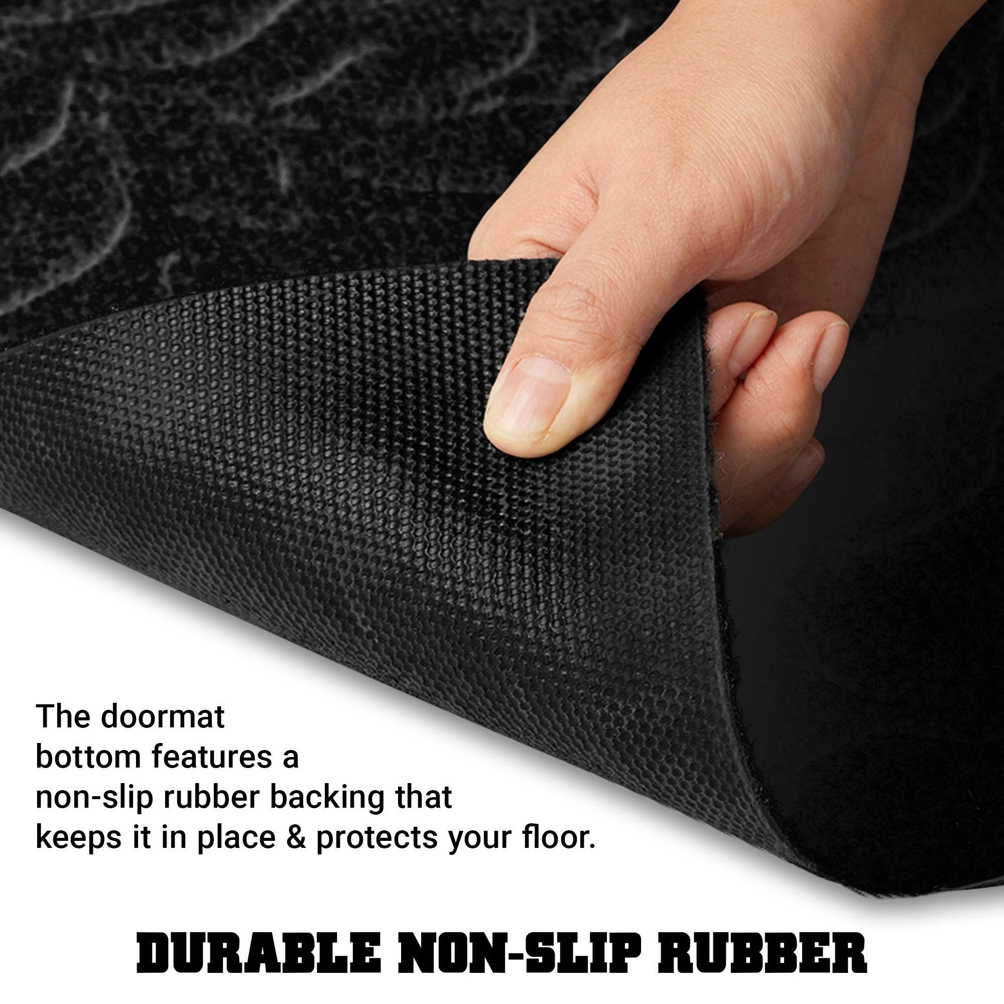 The doormat bottom features a non-slip rubber backing that keeps it in place & protects your floor.  
DURABLE NON-SLIP RUBBER
