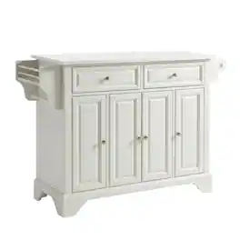 Crosley Furniture - Lafayette Stone Top Full Size Kitchen Island/Cart - White