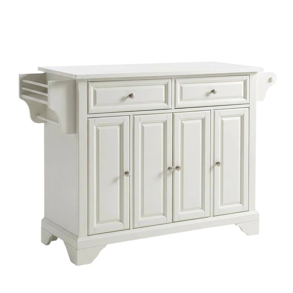 Front. Crosley Furniture - Lafayette Stone Top Full Size Kitchen Island/Cart - White.