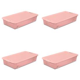 Alt View 5. Sterilite - Sterilite 56 Qt Wheeled Under Bed Storage Container Plastic Bin, Blush, 8 Pack - Pink.