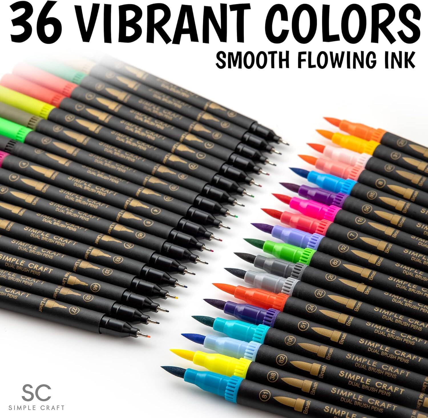 36 VIBRANT COLORS  
SMOOTH FLOWING INK  

SIMPLE CRAFT  
DUAL BRUSH PENS  

SC  
SIMPLE CRAFT