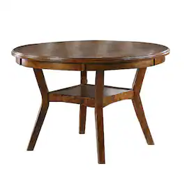 Manhattan Lane - Round Top Wooden Dining Table with Boomerang Legs - Brown