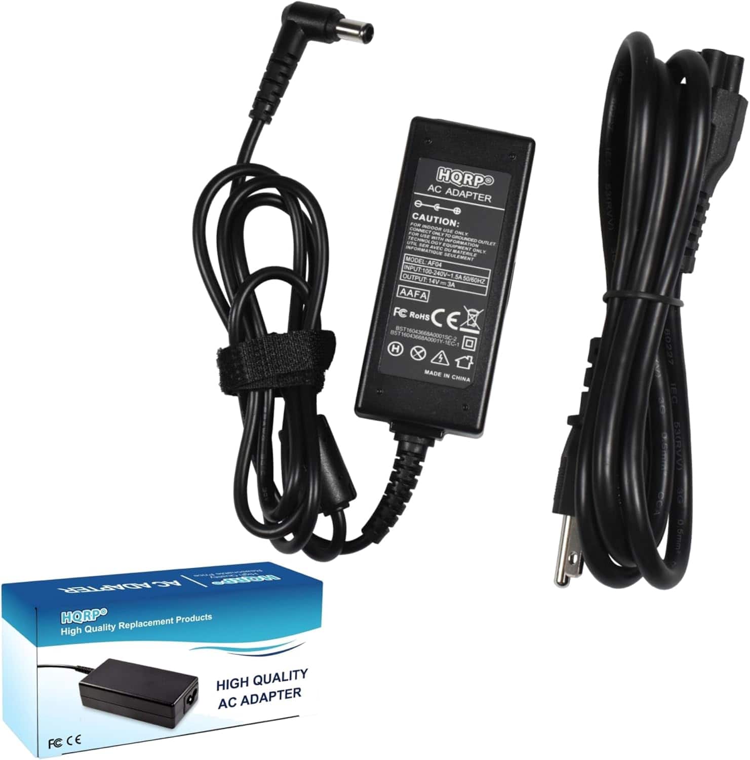 HQRP - 14V 3A AC Adapter for Samsung Monitor/TV S22A300B S24D390HL UN22F5000 6.0x4.4mm Plug Replacement Power Supply - Black