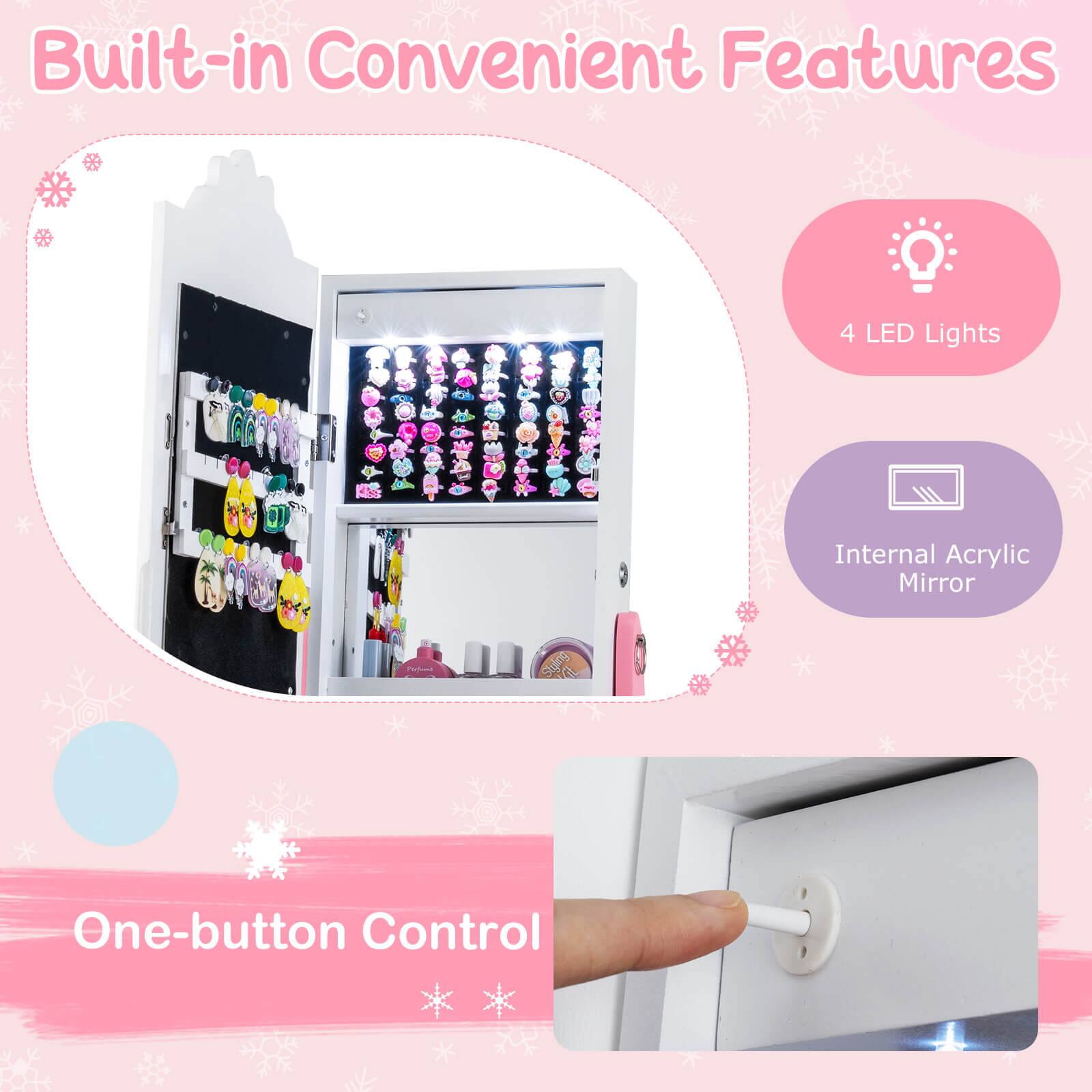 Built-in Convenient Features

- 4 LED Lights
- Internal Acrylic Mirror
- One-button Control