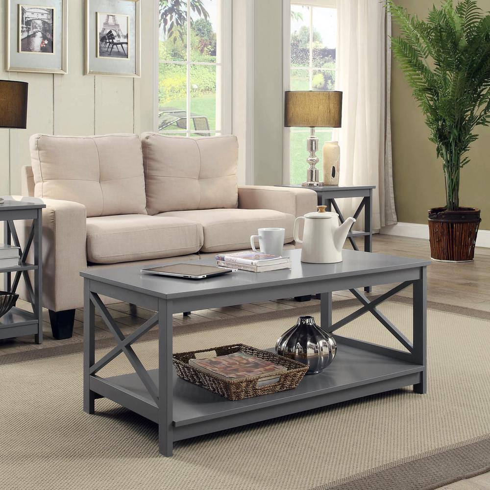 Angle. Convenience Concepts - Oxford Coffee Table with Shelf - Gray.