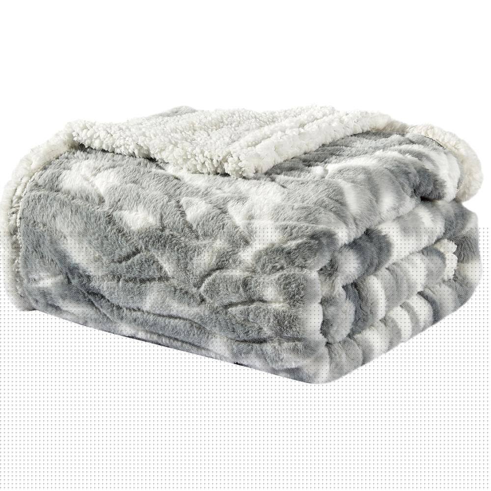 "Noble House - Plazatex Alaska Sherpa Decorative Super Soft Throw Blanket for Sleep/Decor 50"" X 60"" Grey - Gray" price history on PriceWatchPro