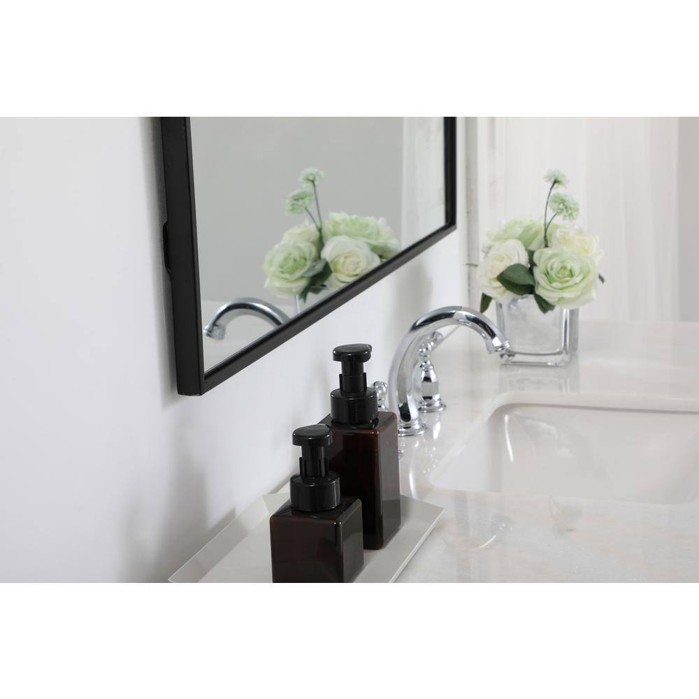 Left. Elegant Decor - Metal frame rectangle mirror 36 inch in Black - Black.