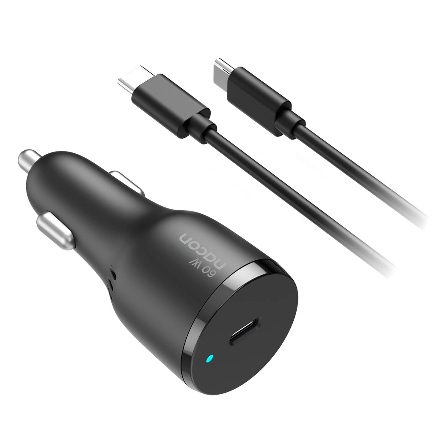 Front. Nacon - 60W PD USB-C Car Charger with USB-C Charging Cable for Nintendo Switch 2/1/Lite/OLED - Black.