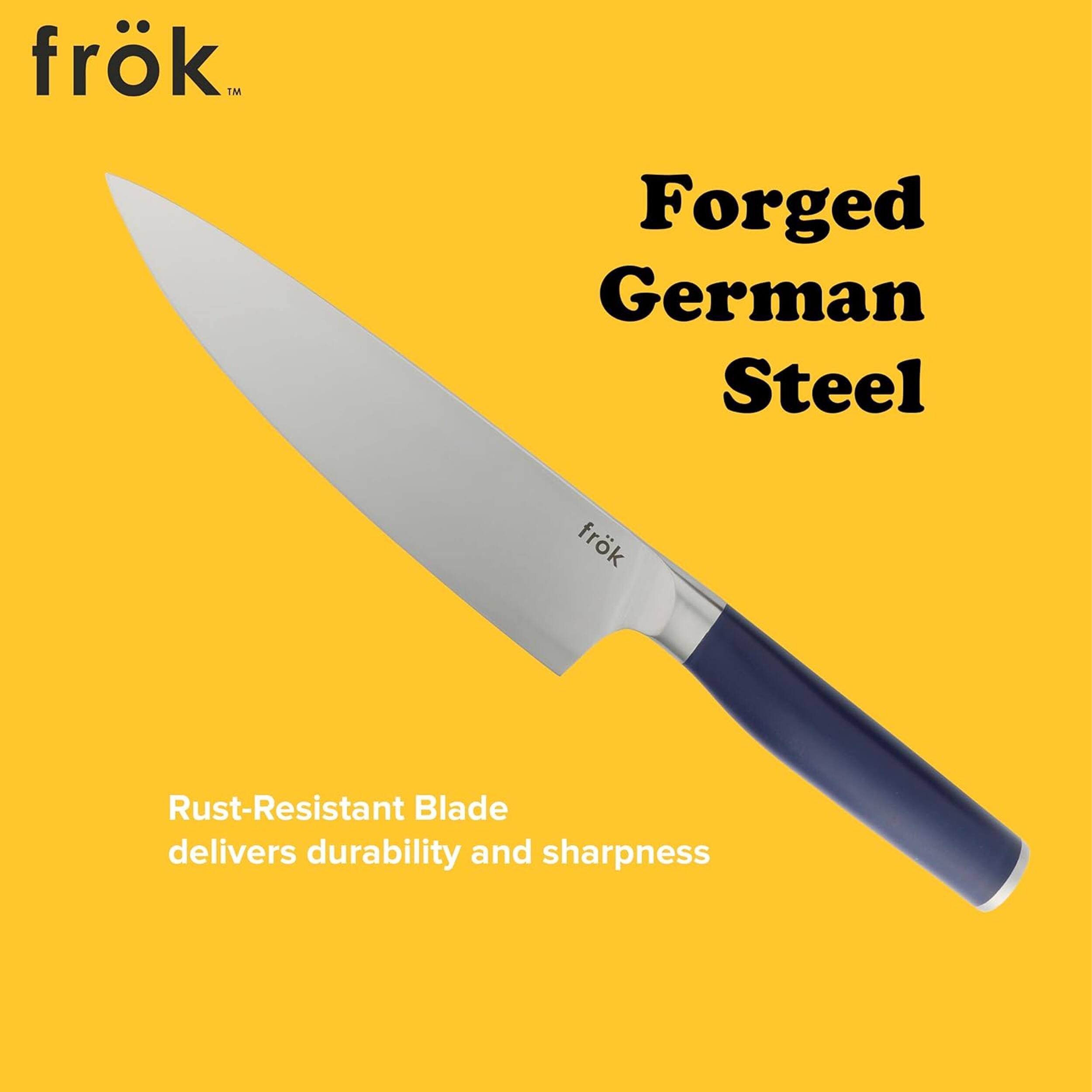 frok. Forged German Steel frok Rust-Resistant Blade delivers durability and sharpness